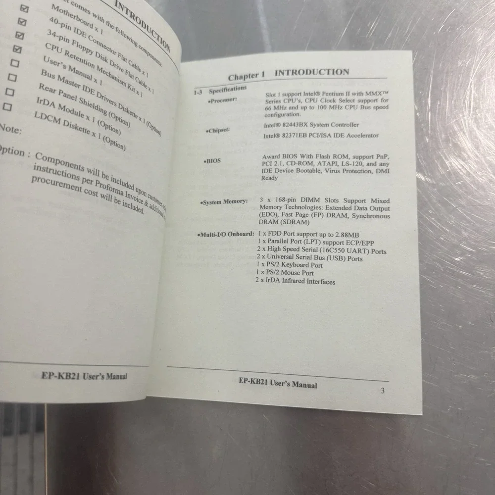 ENPC EP-KB21 Main Board User's Manual Vintage Motherboard Guide